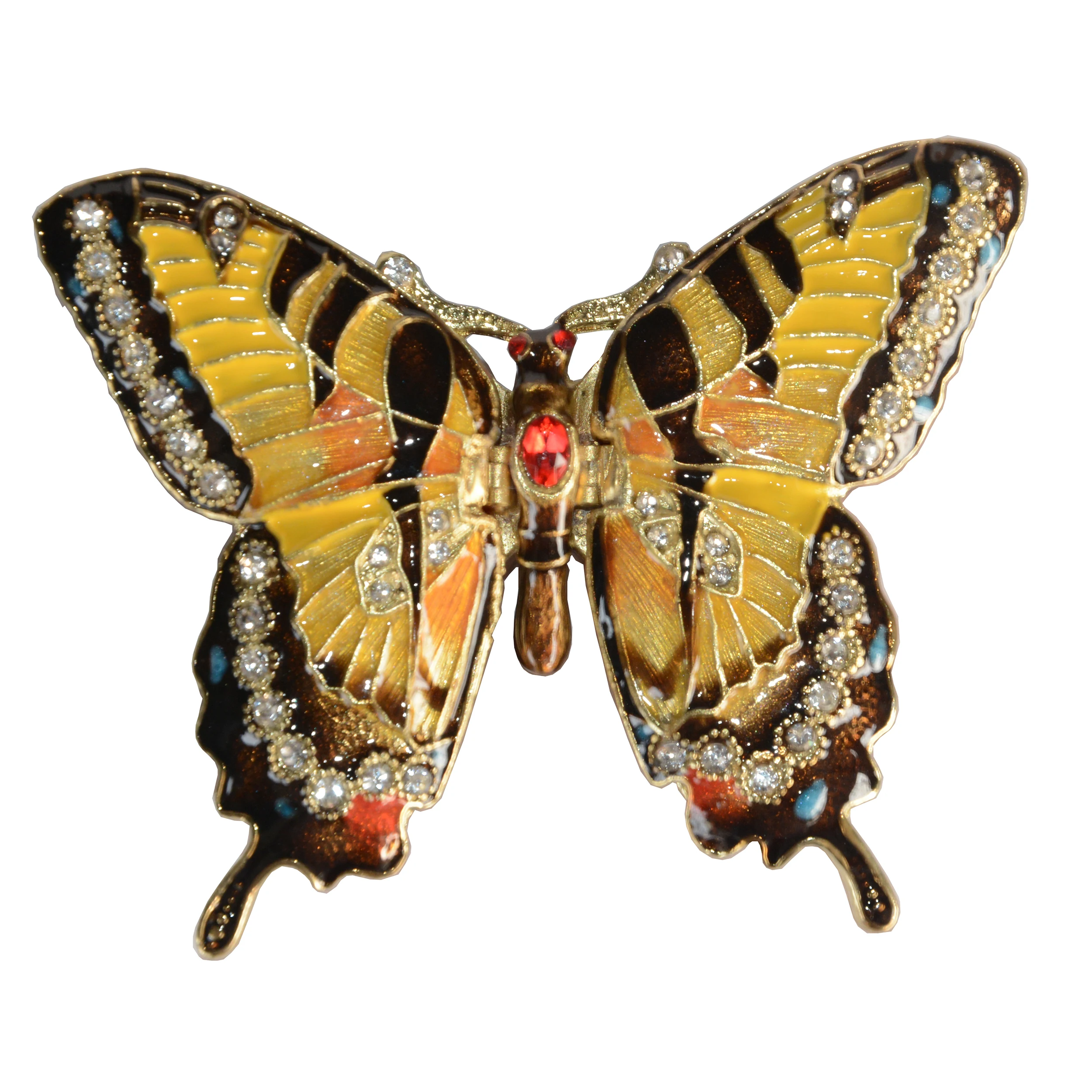 Butterfly Trinket Box, Hinged Enamel, Made with Crystals, Birthday Gifts