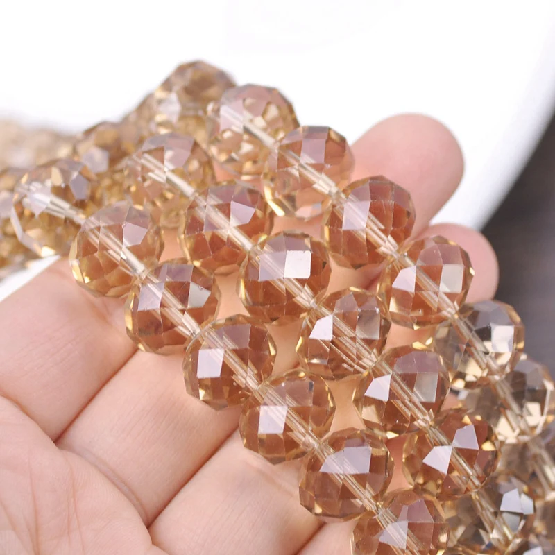 

Rondelle Faceted Czech Crystal Glass Light Champagne Color 3mm 4/6/8/10/12/14/16/18mm Loose Spacer Beads for Jewelry Making DIY