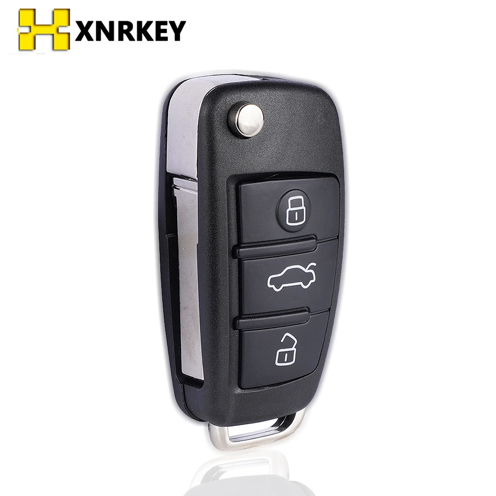 XNRKEY 3 Button Car Flip Remote Key Shell for Audi A2 A3 A4 A6 A6L A8 Q7 TT Car Filp Key Shell Cover Replace kigoauto 8p0837220d car key cover 3 button for audi a4 flip remote car key shell 2004 2005 2006 2007 2008 8p0 837 220 d