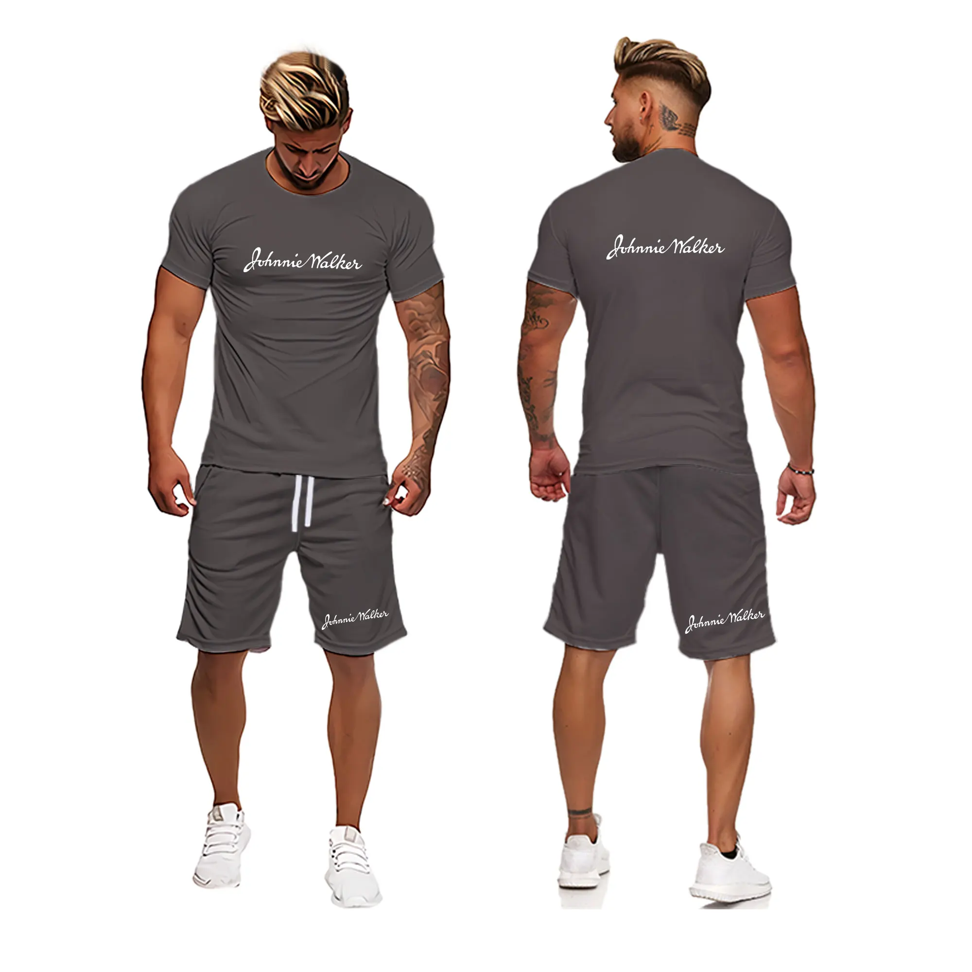 2022 Summer Men's Tracksuit Short Sleeve Shirt+Shorts 2 Piece Set Men 3D Print Color Fitness Daily Casual Sport Suit