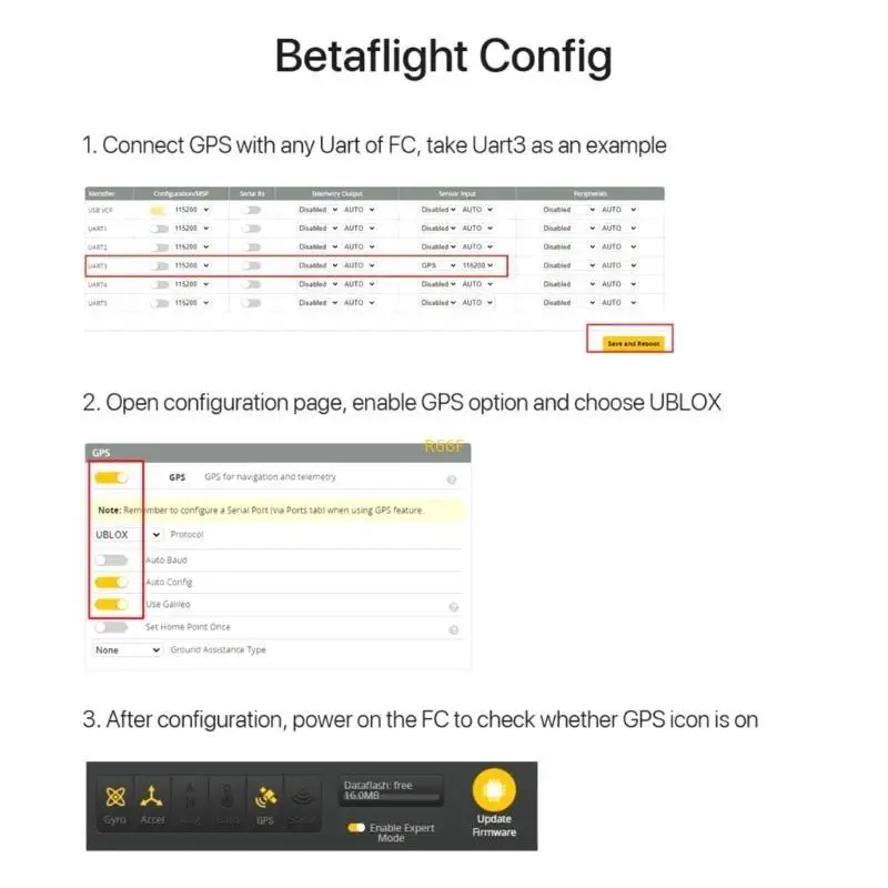 수신기 모듈 내장 내장 QMC5883 Ceramicantenna Double fpvlongranges 용 모듈 탐색 모듈
