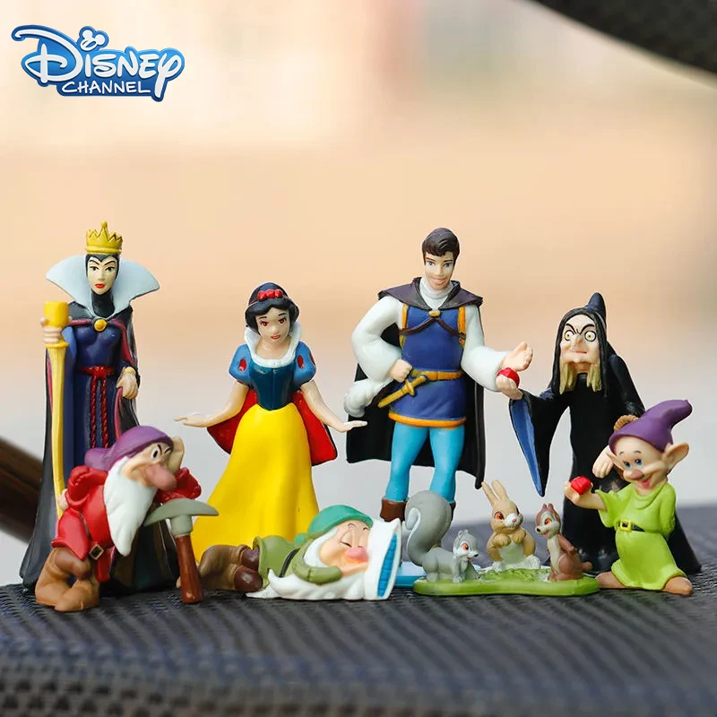 thumbnail image 1 of Disney-figuras de acción de Blancanieves y los siete enanitos para niños, 8 piezas, bruja, emperatriz, príncipe, enano encantador, modelo de muñeca, regalos, 1 of 4