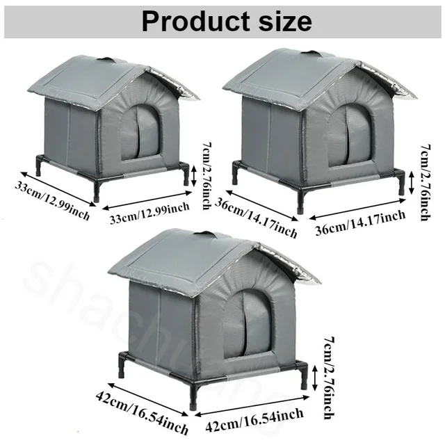 Newest Elevated Outdoor Portable Stray Cat Nest Winter Warm Waterproof  Large Space Cat Shelter Thickened Enclosed Pet Tent 숨숨집 6