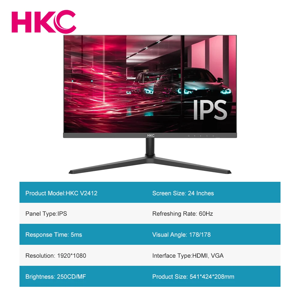 HKC 23.8 ġ  LED ÷, PC  ̸ ǻ ũ,  г VAG 1920*1080 ׼, V2410, V2411, V2412, 60Hz