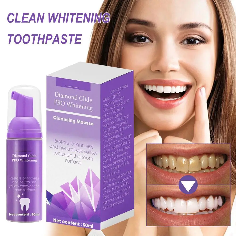 

50ml Purple Whitening Teeth Toothpaste Natural Color Correction Tooth Cleaning Foam Fresh Breath Brighten Teeth Remove Stains