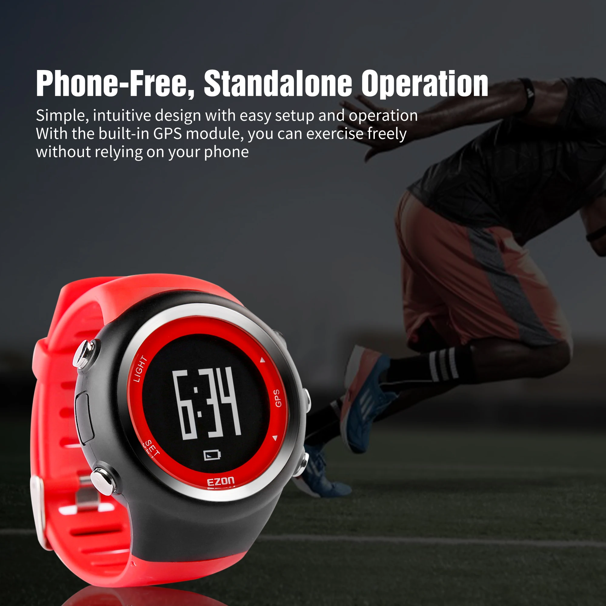 EZON T031 GPS デジタルスポーツランニングウォッチ速度/ペース/距離