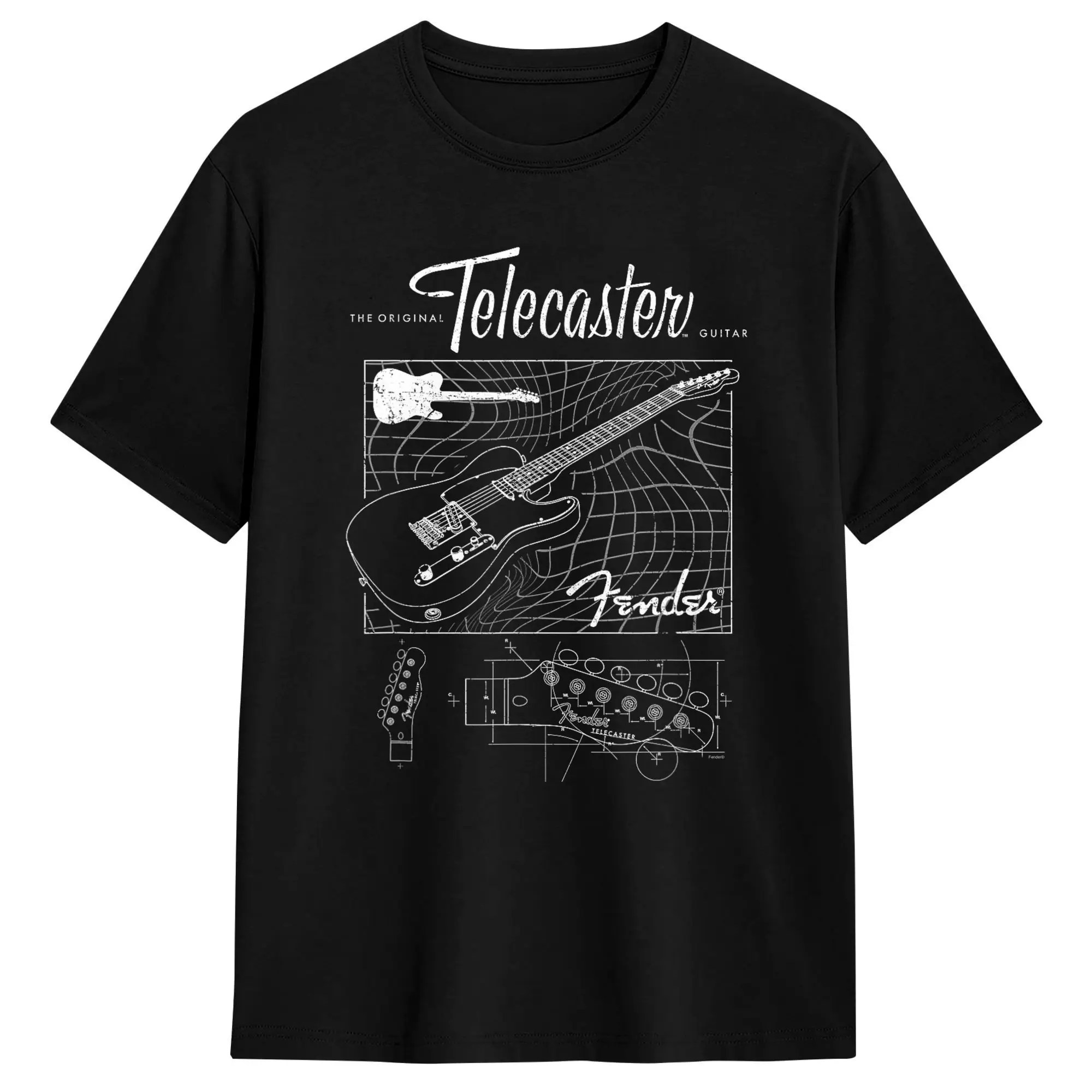 Herren T-Shirt Fender The Original Telecaster Guitar Schematic Poster 100 % Baumwolle T-Shirt Kurzarm T-Shirt Kleidung