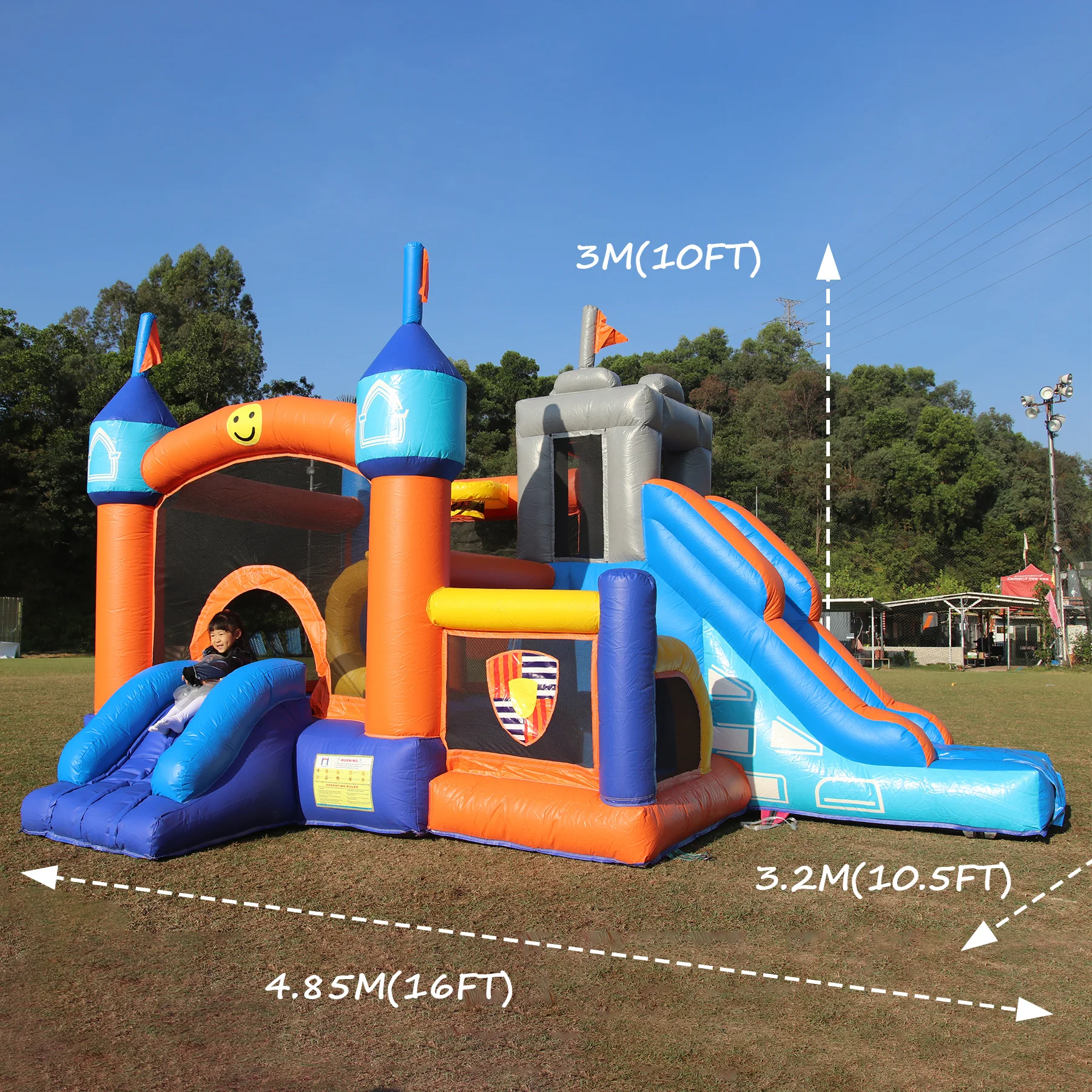 RTS Inflatable PVC Slides Air Bounce Toys children's inflatable Bubble Mini Kids Castle Kit With 970W Air Blower 4.85x3.2x3m rts inflatable climbing pool children s park balls pits toys inflatable bounce house trampolin outside playground rotate slide