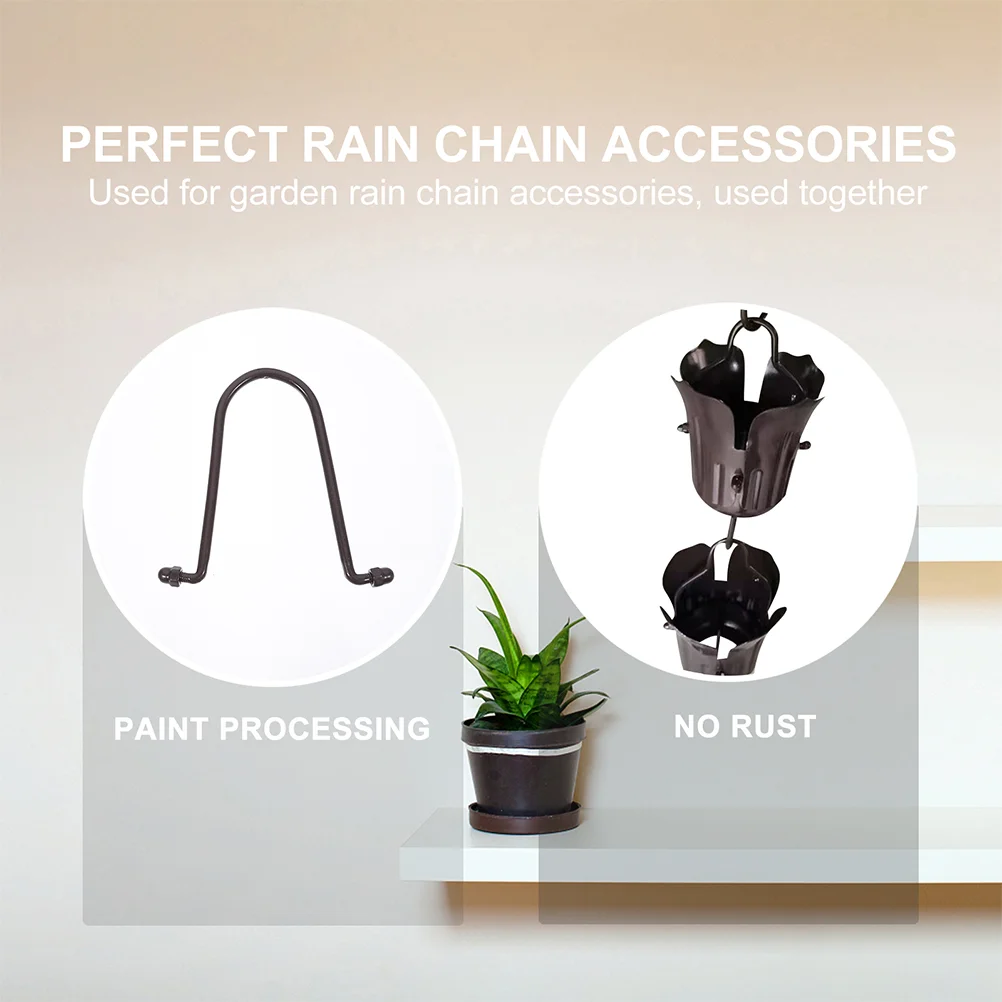 4 Pcs Rain Chain Hook Hooks Accessories Garden Hangers for Gutter Iron Parts Downspout