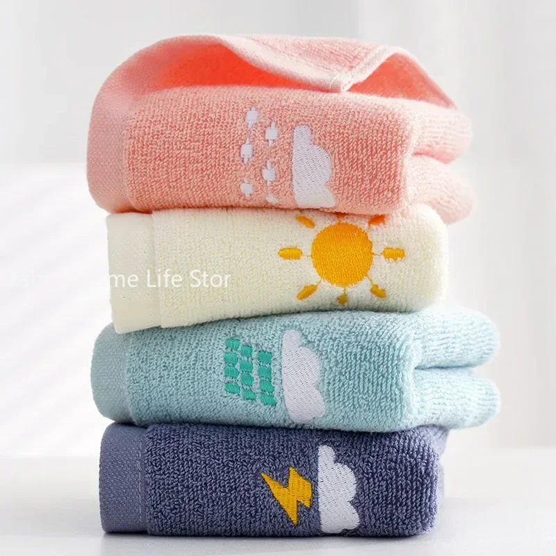 1PC Children Towels Baby Face Towel Soft Embroidered Weather
