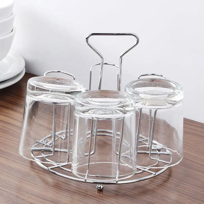 Mug Tree Iron Holder Coffee Cups Drain Organizer 6 Racks Stand cup storage holder