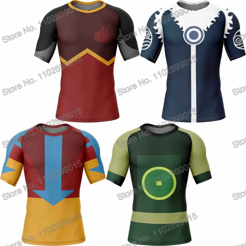 Avatar Anime Surf Clothing BJJ MMA Men Rash Guard Short Sleeve Diving T-Shirt Tight Swimwear Summer Beach Floatsuit Women GYM