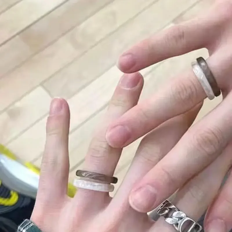 2024 Korean Wave New Felix Ring Acrylic Ring Fashion Candy Color Transparent Resin Men's and Women's Size 7 and 9 Jewelry 2