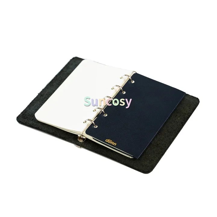 Dunn 초박형 가죽 구멍 뚫린 리필 파우치, M5/A7 플래너용, 휴대용 및 편리한, 5 또는 6 링 바인더에 적합