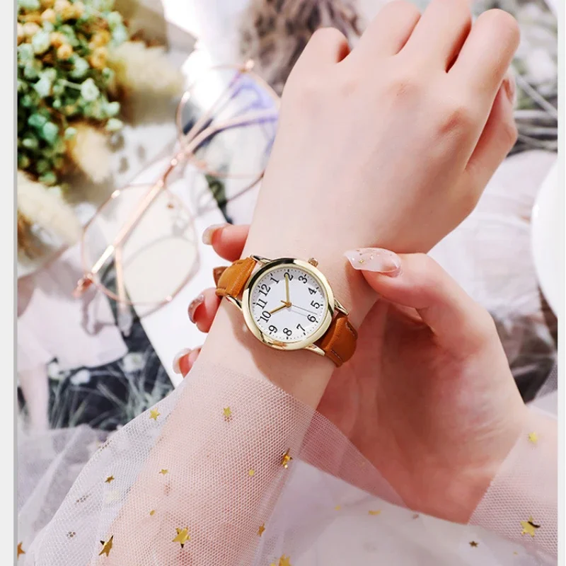 Women Quartz Watch Easy To Read Arabic Numerals Simple Dial PU Leather Strap Lady Candy Color  Reloj De Mujer Montre Femme 3