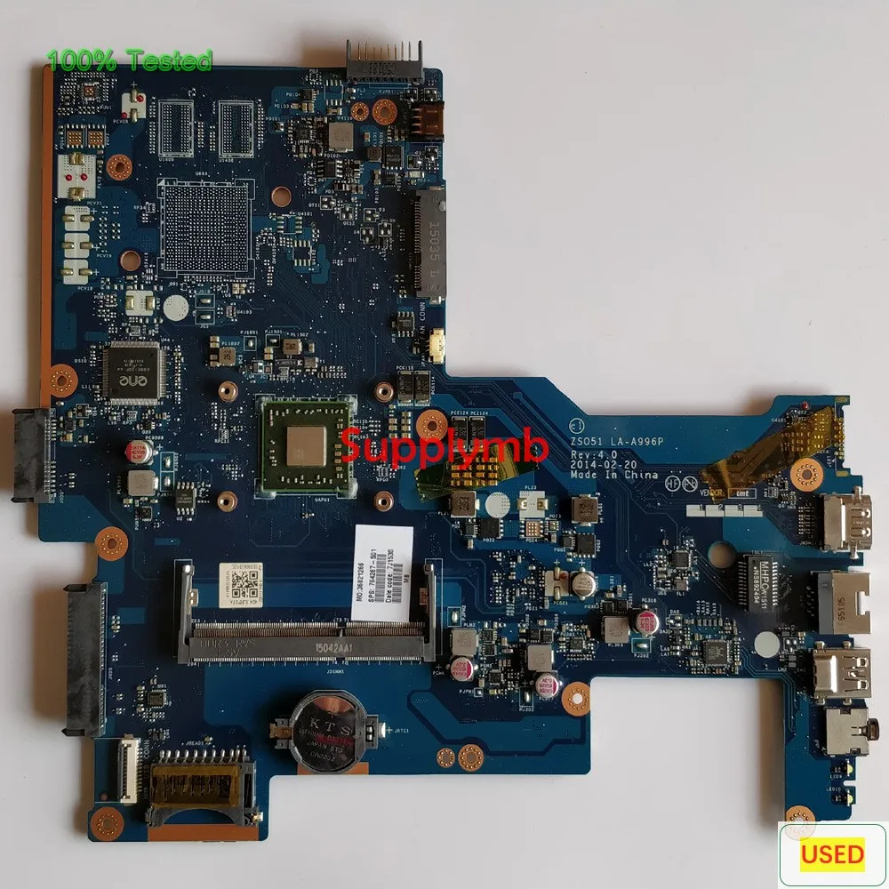 

764267-501 Mainboard ZSO51 LA-A996P E1-6010 CPU 764267-001 for HP 15-G Series NoteBook PC Laptop Motherboard 764267-601 USED