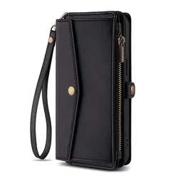 Deluxe Leather Wallet Crossbody Phone Case with Belt Clip for OPPO A92S (Black)