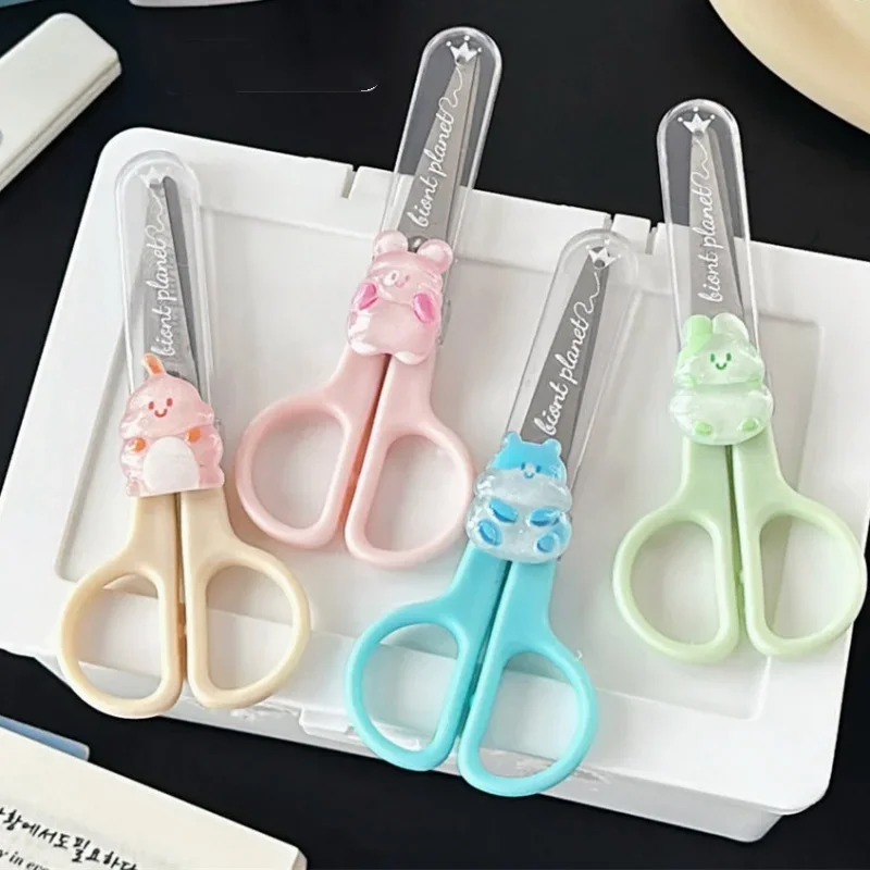 Cute Mini Scissors Stationery for Student Lovely Cartoon Animal Bear Rabbit Paper Sissors Office/student Supplies Scissors 1 Pc stationery scissors,soft handle scissors,portable scissors cutter