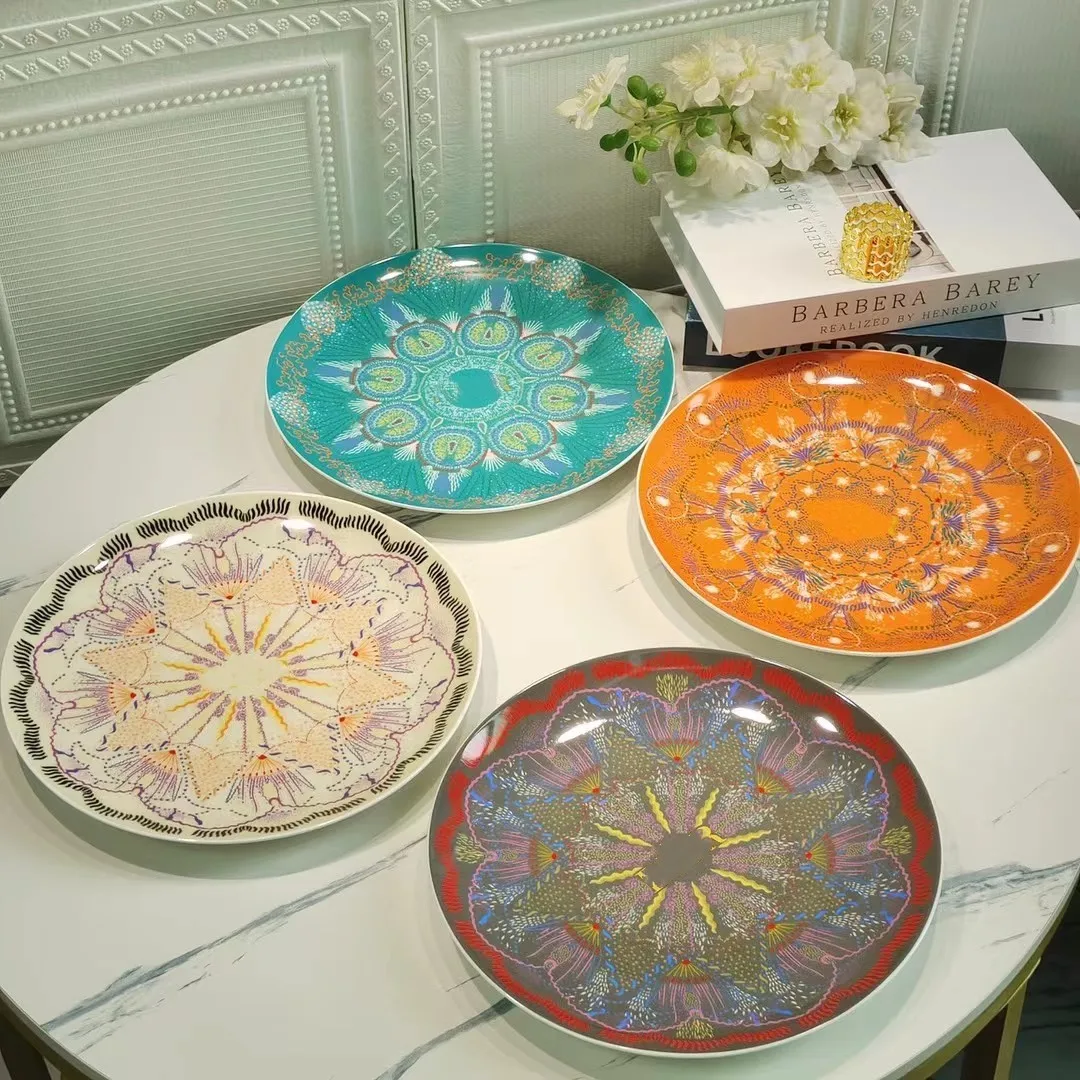 

Starry Service Plates, Bone China, Western Round Food Plates, Steak Dish, Salad Fruit Tray, Tableware Dinnerware for Kitchen