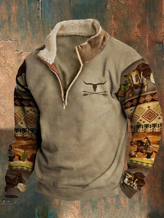 Spring Autumn New Men Wool Collar Half-zipper Hoodies Sweatshirts Print Casual European American Trend Jacket Long-sleeved Tops