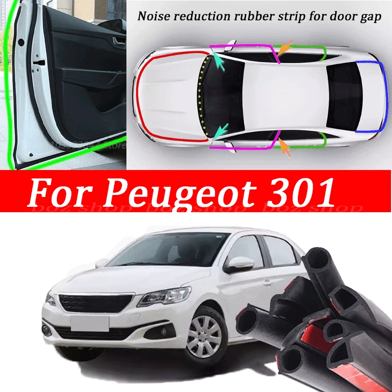 For Peugeot 301 Car Sealing Strip Door Engine Sound Insulation Dustproof Rubber Strip Interior Dust and Noise Car Accessories