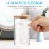 2/3/4Pcs Acrylic Storage Box Bathroom Clear Cotton Swab Makeup Jars Dispenser Bamboo Lids Tray Holder Qtip Reusable 4