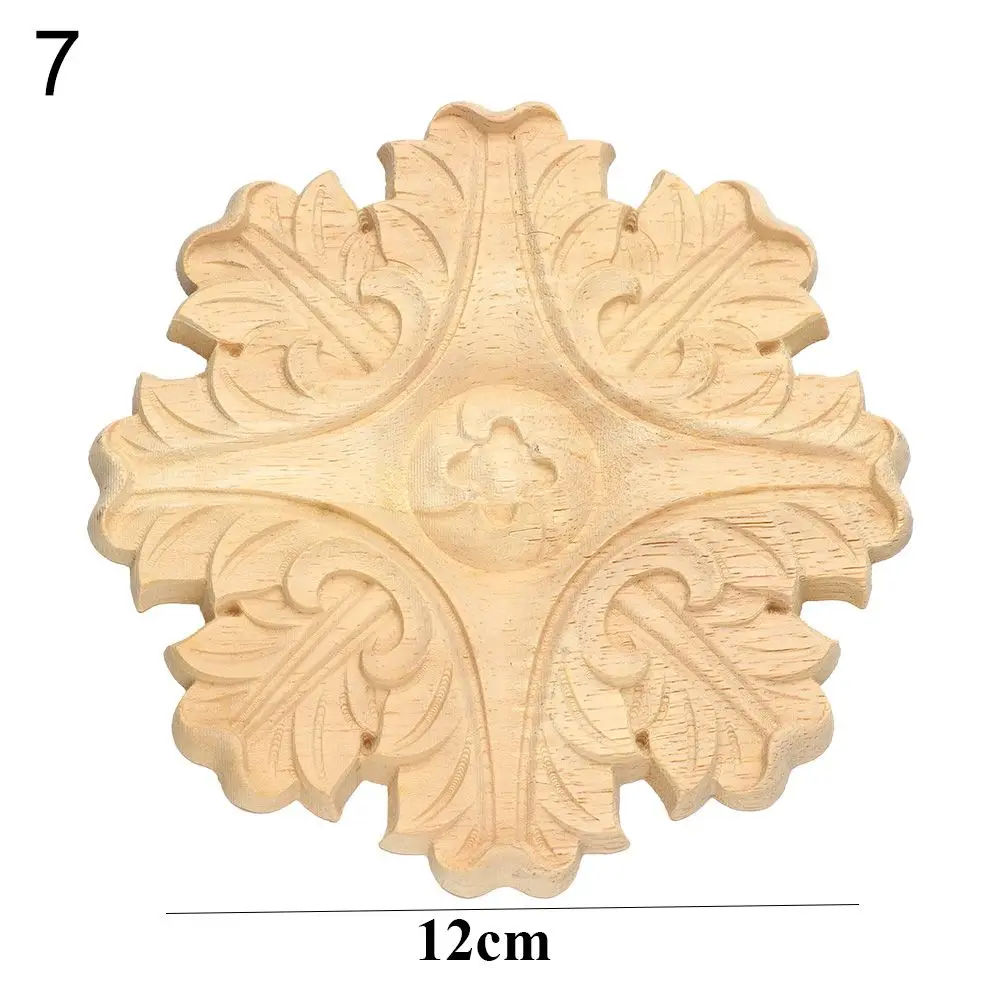 Natural Floral Carved Wooden Decorative Figurine Craft Frame and Corner Applique
