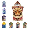 Microfiber Animal Printed Hooded Beach Towel for Adults Quick Dry Swimming Pool Poncho Tiger Lion Bath Towel With Cloak Bathrobe 1