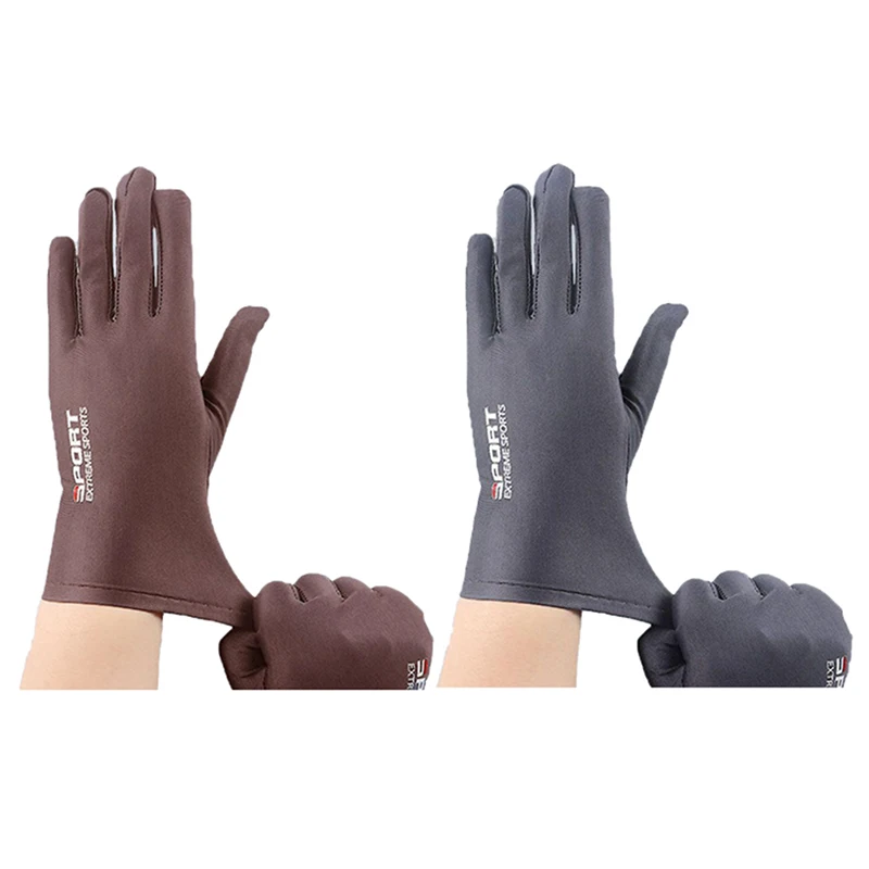 Gants pêche homme soie glacée protection solaire conduite vélo randonnée doigts complets respirants été