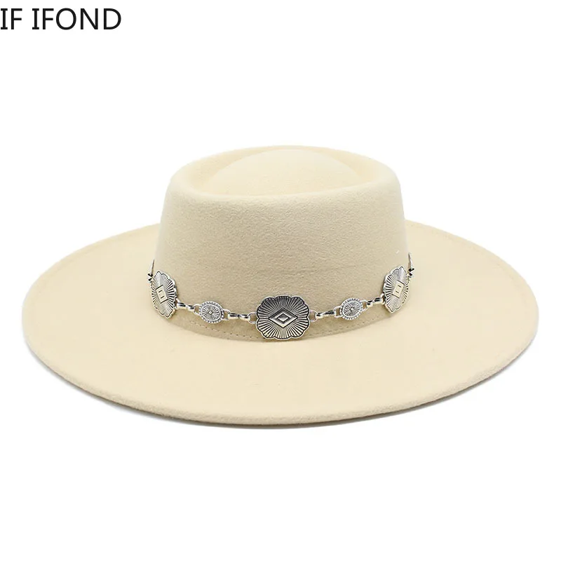 British Style Fedora Hats For Women 9.5CM Big Brim Luxury Belt Band Felt Jazz Hats Wedding Dress Formal Cap 1