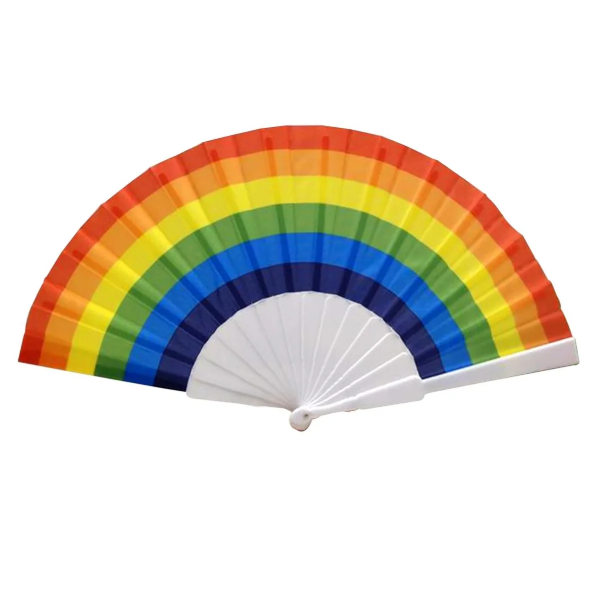 Vibrant Rainbow Folding Fan - Colorful Pride Accessory