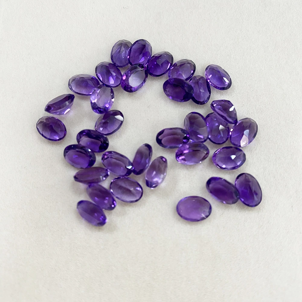 7X5mm 100% Natural Amethyst Loose Stone Oval Cut 0.75ct Purple Gemstone for Ring Earring Necklace DIY Jewelry Making Accessory loose gemstones