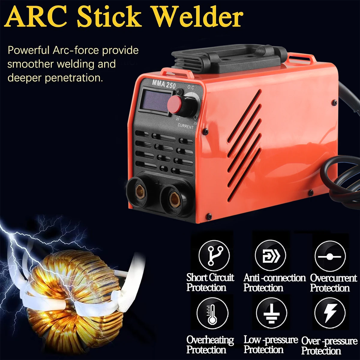 Electric Welding Machine attachment 250A Adjustable Home Mini Welding Device Direct Current Manual Metal Arc Electric Welder 5