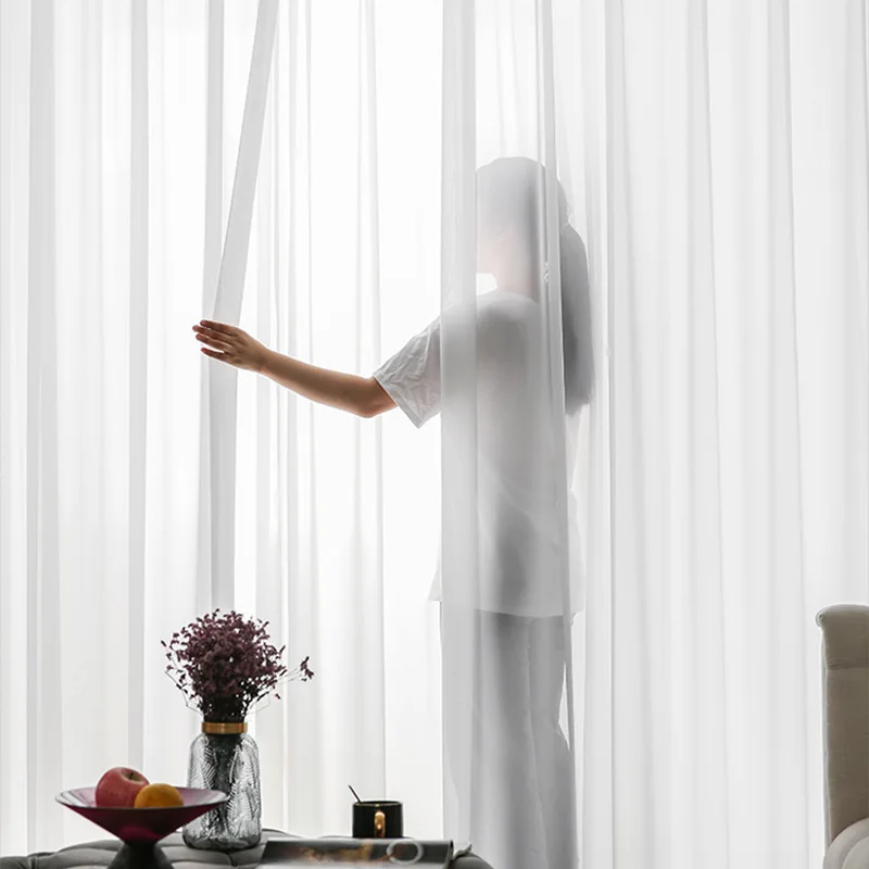 Super Soft Great Hand Feeling White Snow Tulle Curtains for Living Room Decor Modern Veil Chiffon Solid Sheer Voile Kitchen