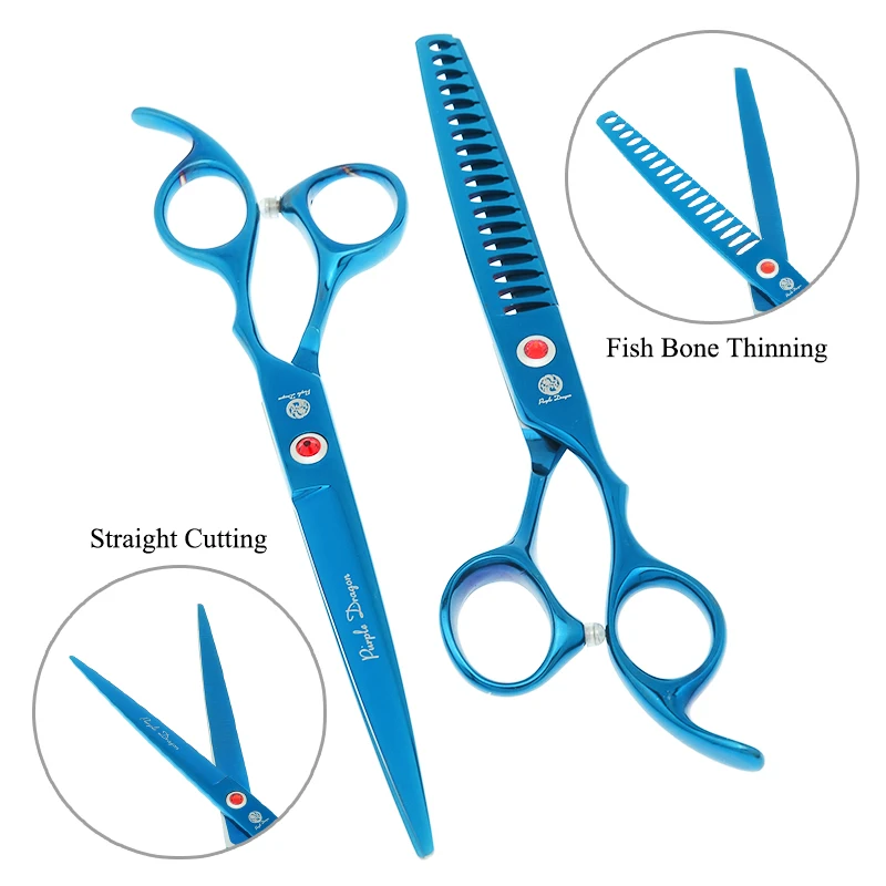 7.0" Curved Pet Cutting Scissors 6.5" Dog Thinning Shears Animals Hair Dog Grooming dog grooming scissors dog grooming scissors kit
