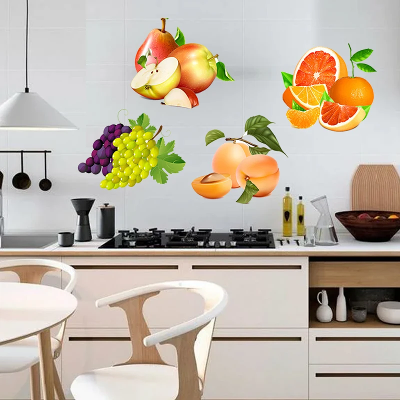 T409# Tempting Fresh Fruit Stickers Kitchen Refrigerator Decorative Dining Room Home Decals