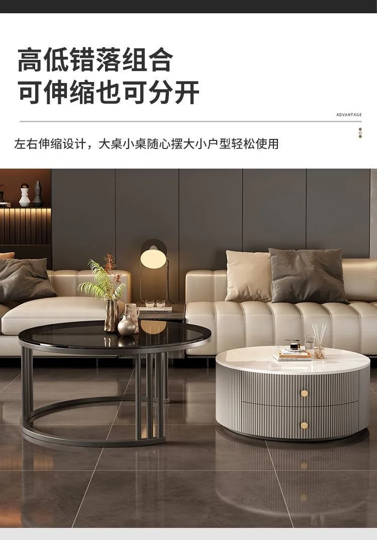 

Using a minimalist modern 2023 new internet celebrity tea table, a small and luxurious circular tea table in a small unit