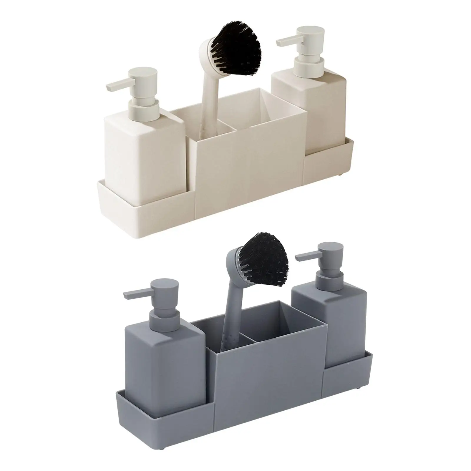 4x Kitchen Soap Dispenser with Sponge Holder Non Slip for Bathroom Home Sink