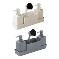 4x เครื่องจ่ายสบู่เหลวในครัวพร้อมที่วางฟองน้ําไม่ลื่นสําหรับอ่างล้างจานในบ้านในห้องน้ํา 2