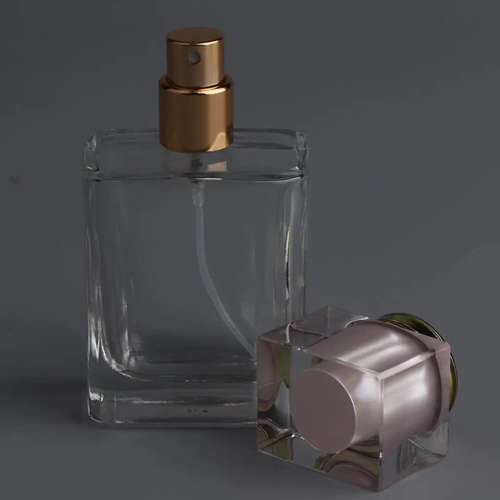 빈 유리 향수 병, 애프터 쉐이브 스프레이 용기, 핑크 캡, 50ml, 4x