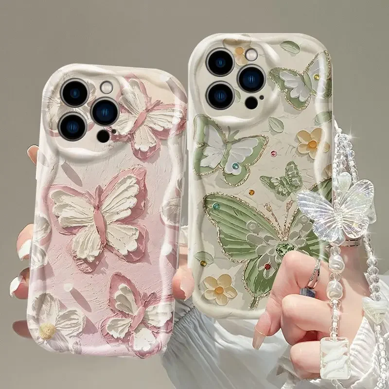 Korean Trendy Butterfly Chain Phone Case Cover