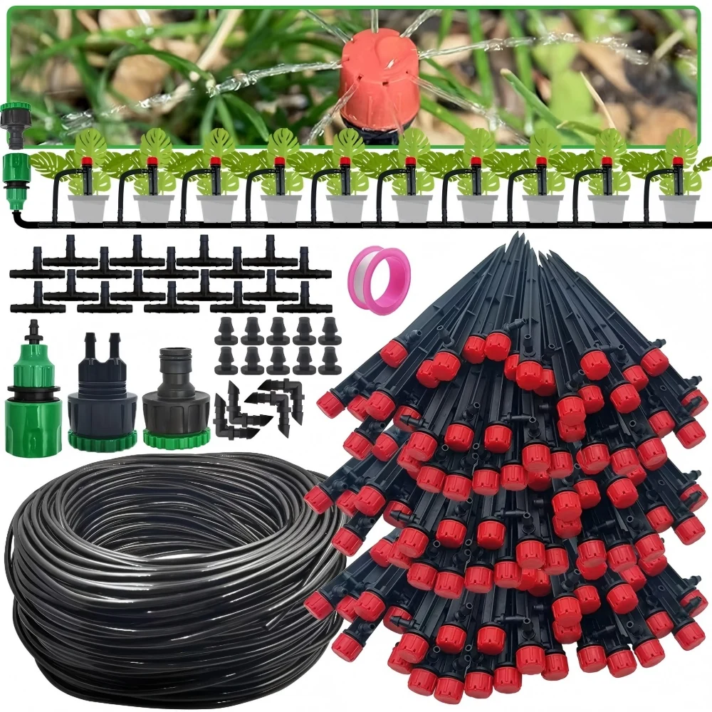 Kit Automatico de Irrigacao por Gotejamento para Jardim, Bico Ajustavel, para Vasos e Estufa