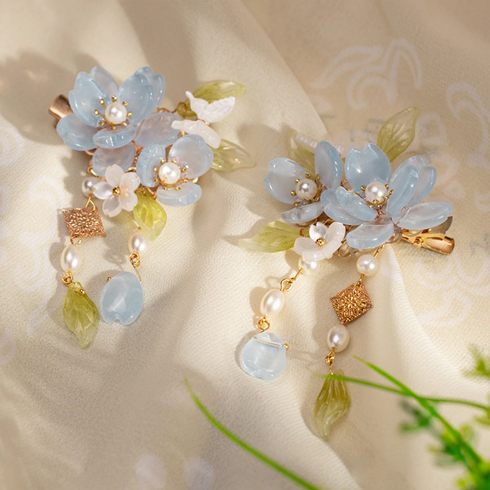 2 Stück Blumen-Haarspangen für Frauen, Vintage-Haarnadel im chinesischen Stil mit Quasten, eleganter, exquisiter Hanfu-Schmuck, Haar-Accessoires für Mädchen