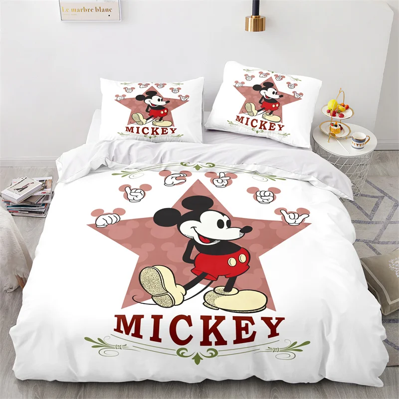 

Disney Mickey Bedding Set Mickey Mouse Cute Duvet Cover Pillowcases Double Twin Full Queen King Child Kids Bedclothes