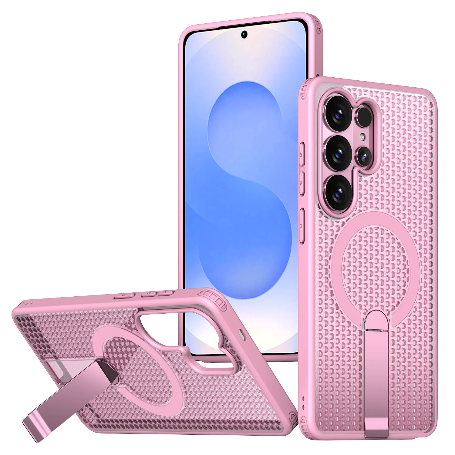 Luxury Magnetic Bracket Rugged Phone Case with Heat Dissipation
