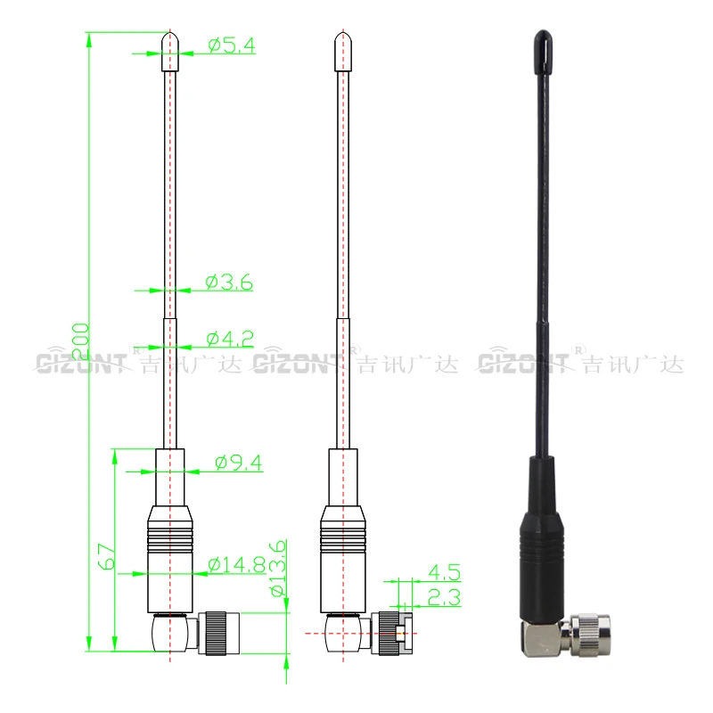 High-Gain Omnidirectional Soft Whip Antenna with SMA Right-Angle Connector