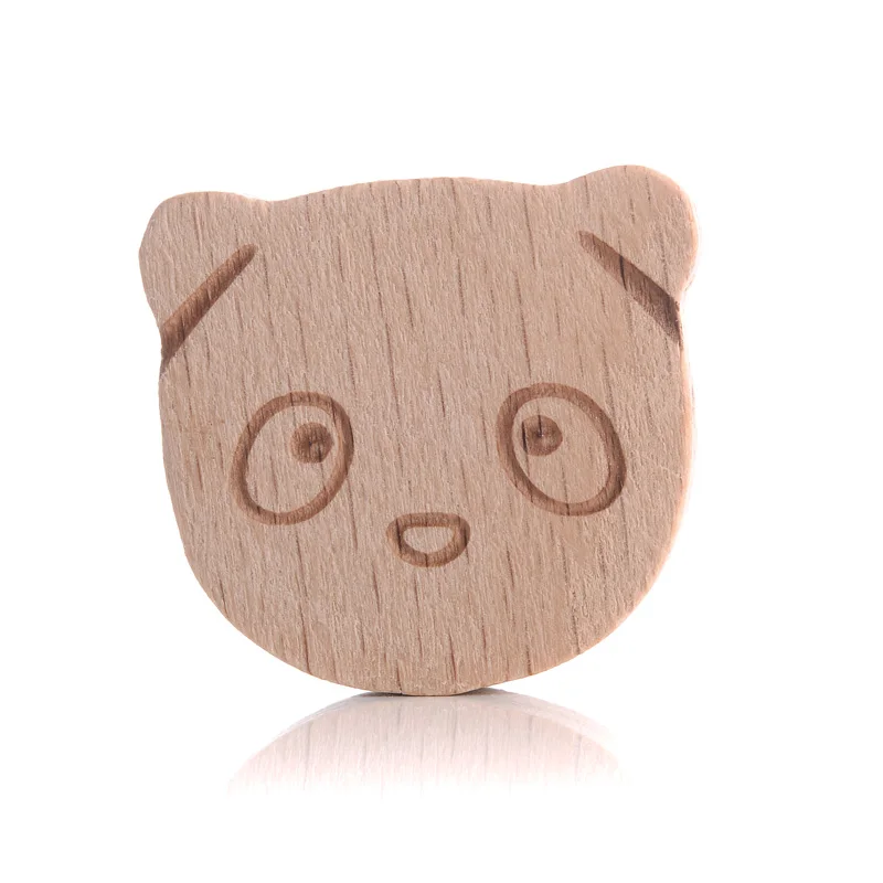 10Pcs Beech Beads Heart Butterfly Rainbow Elephant Flower Animal Wooden Beads for Bbay Chew Teether Beads Pacifier Clips Chain