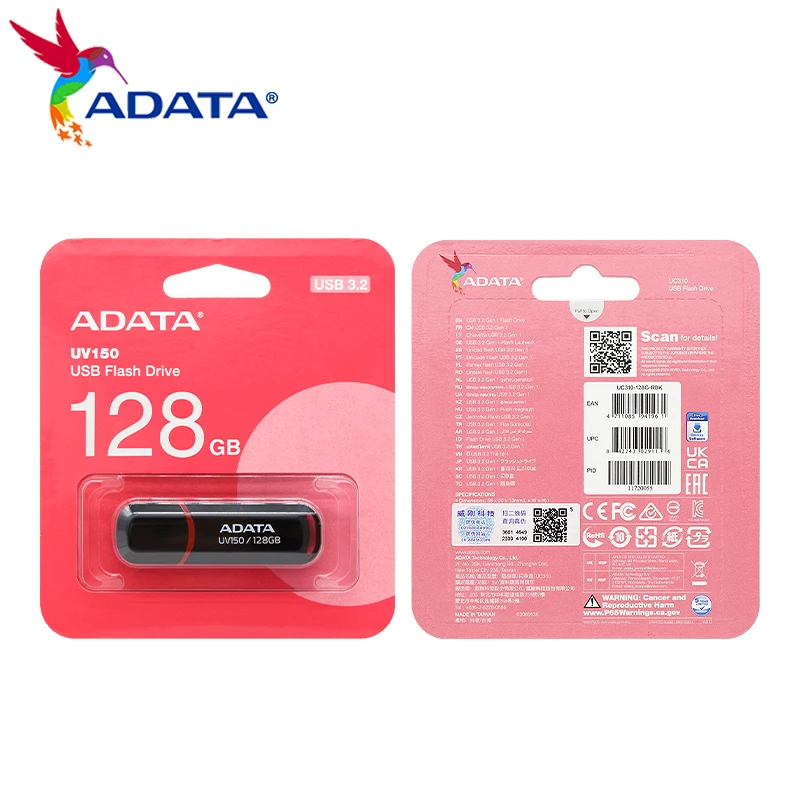 USB Flash Drive ADATA USB3.2 Original UV150 32GB 64GB 128GB 256GB High Speed 100MB/s Reading for PC