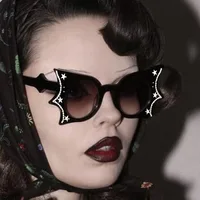 Hip Hop Stylish Women Sunglasses Bat Shape Rhinestone Decoration Sun glasses Female Stage Show Cool Sunglasses 2