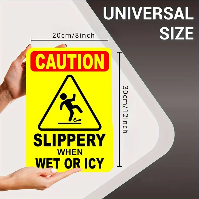 Slippery When Wet Warning Aluminum Sign